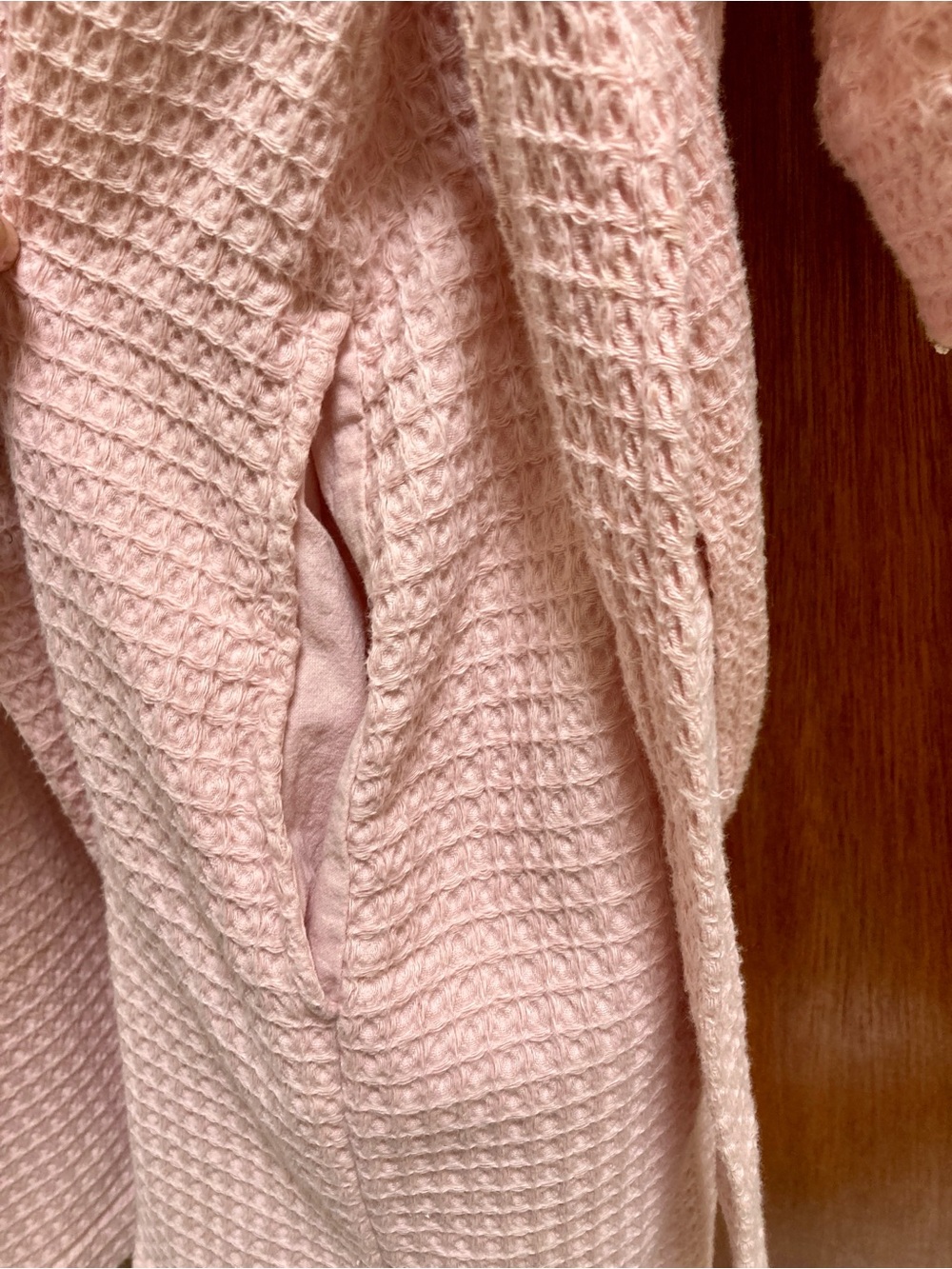 Nordstrom Pink Waffle-Knit Robe with Tie - Picture 3 of 5
